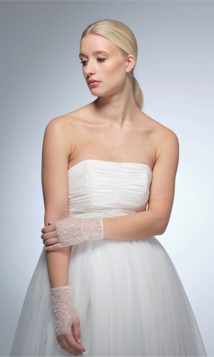 Handske Sequins 15cm ivory | bridalstore.dk