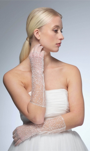 Handske Sequins 40cm ivory | bridalstore.dk