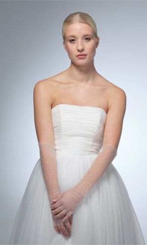 Handske Strass 40 cm ivory | bridalstore.dk