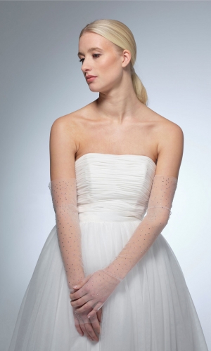 Handske Strass 55 cm ivory | bridalstore.dk