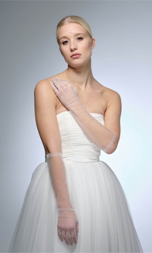 Handske Tulle 50 cm ivory | bridalstore.dk