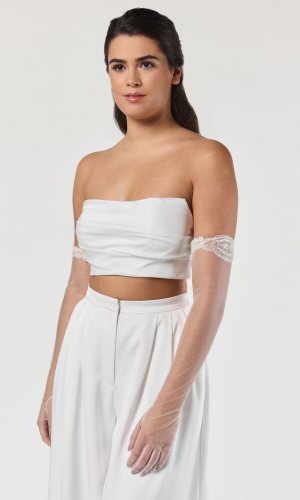 Handske Tulle ivory | bridalstore.dk