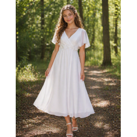 Eventyrlig kjole knæ lang hvid