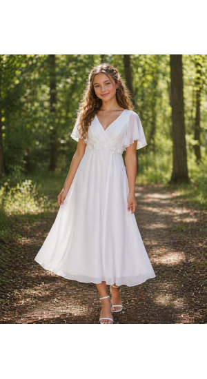 Eventyrlig kjole knæ lang hvid