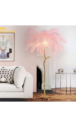 Fjer lampe Liva med fjer i alle farver gulv 