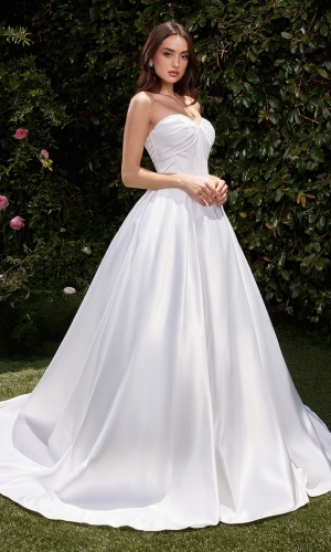 Lang brudekjole CDS512W i satin med draperet | bridalstore.dk