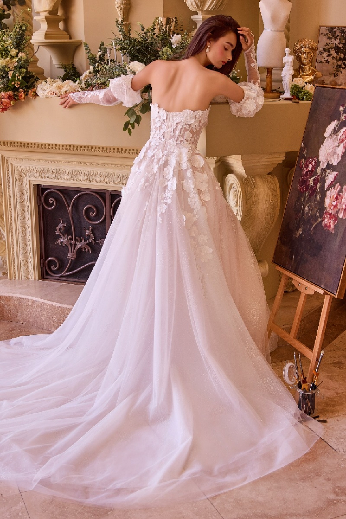 Lang brudekjole WL017 i blonde med slids | bridalstore.dk