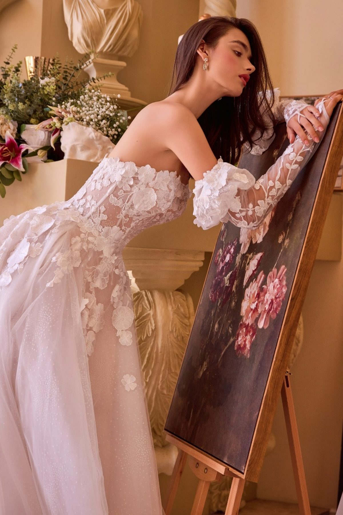 Lang brudekjole WL017 i blonde med slids | bridalstore.dk