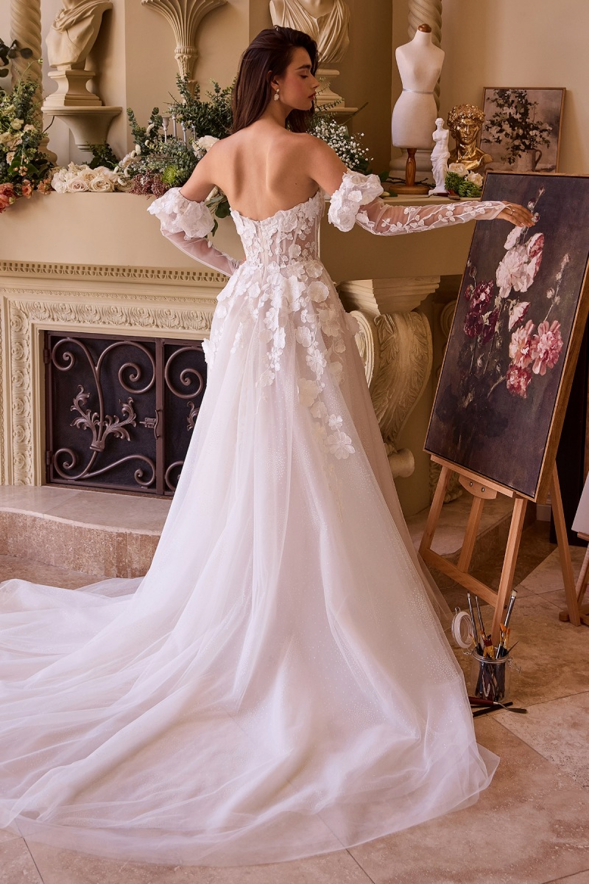 Lang brudekjole WL017 i blonde med slids | bridalstore.dk