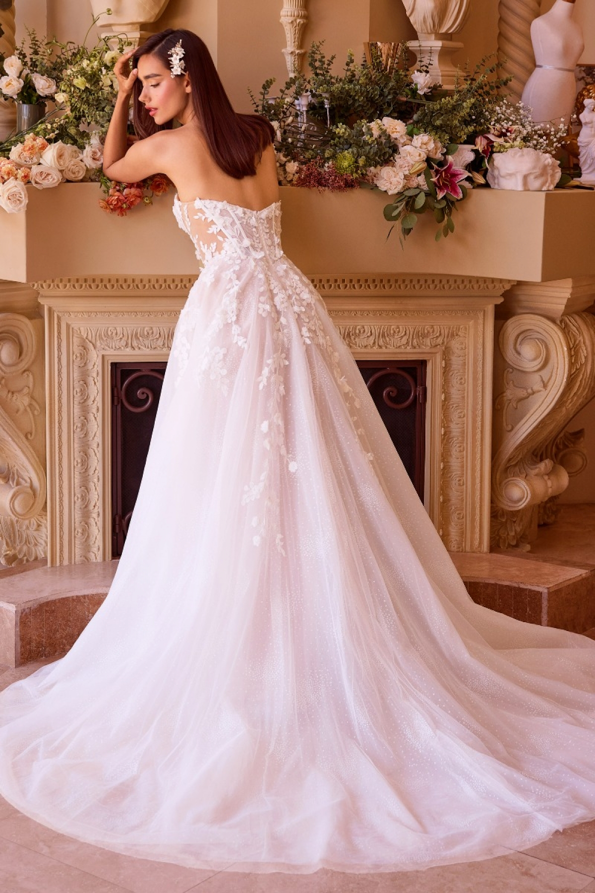 Lang brudekjole WL032 i blonde med off shoulder | bridalstore.dk