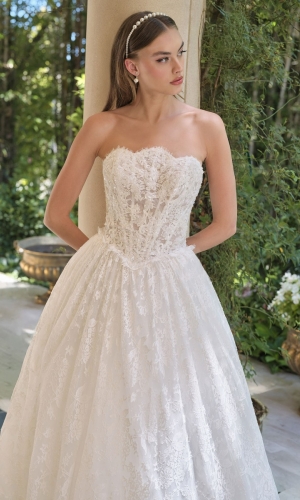 Lang brudekjole WL061 i blonde med korsettop | bridalstore.dk