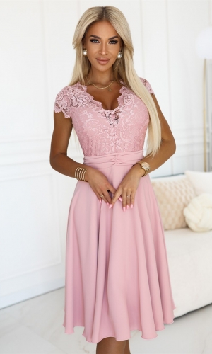 LINDA blonde midikjole i støvet rosa