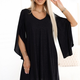 LIVIA glimmer midikjole i sort glimmer