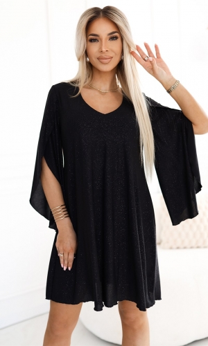 LIVIA glimmer midikjole i sort glimmer