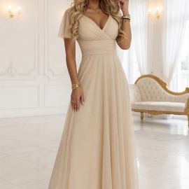 MELANIA lang kjole i beige