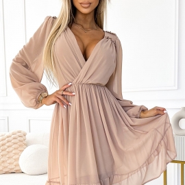 MILA chiffon midikjole i beige