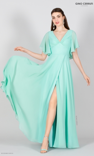 Mint fest kjole i chiffon