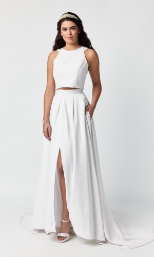 Nederdel Crêpe Gem Dana ivory | bridalstore.dk