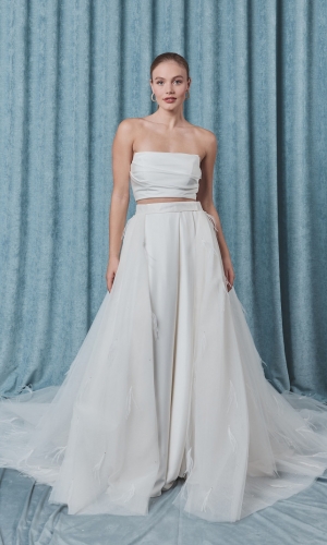 Nederdel Feathers ivory | bridalstore.dk