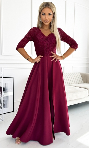 AMBER blonde lang kjole i bordeaux