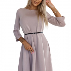 NUMOCO A-formet midikjole i beige