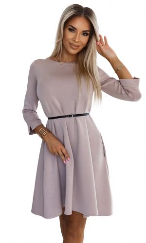 NUMOCO A-formet midikjole i beige