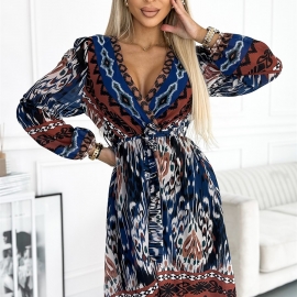 NUMOCO chiffon midikjole i indiański mønster