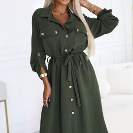 NUMOCO midikjole i khaki