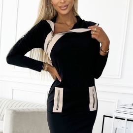 NUMOCO midikjole i sort-beige
