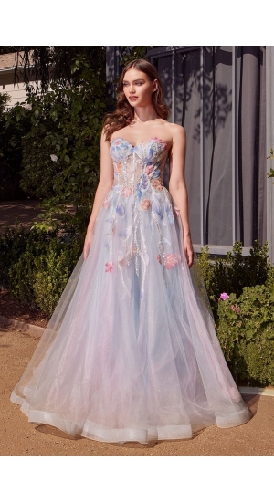 Festkjole med blomster og blade i pastel farver dansk butik  Festkjole med blomster og blade i pastel farver dansk butik