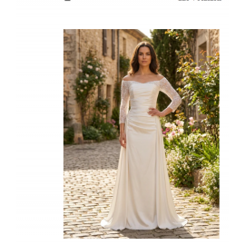   2026 brudekjole med ærmer og slå om skørt 