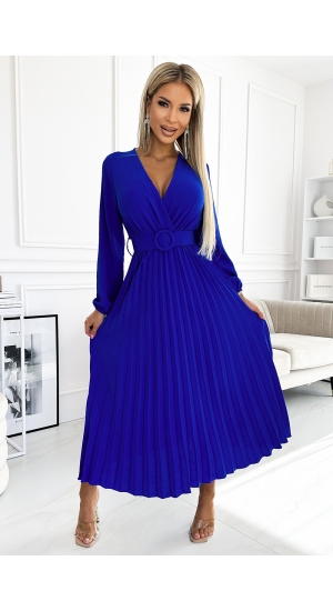 Blå plisseret  kjole med ærmer Viviana