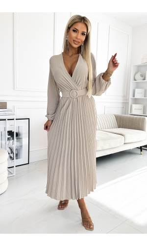 Beige kjole med ærmer Viviana