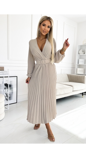 Beige kjole med ærmer Viviana