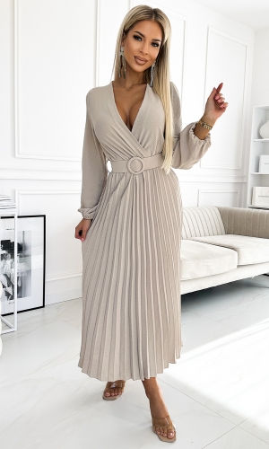 Beige kjole med ærmer Viviana
