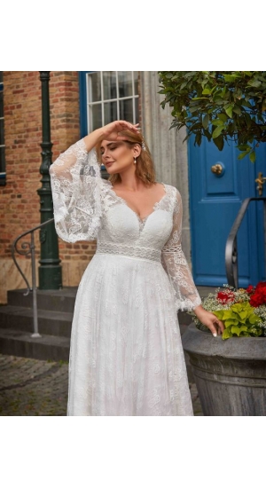 Isabel brudekjole med ærmer eller uden ærmer