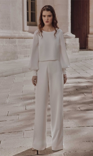 Studenter satin bluse med ærmer lange fra Bridalstore