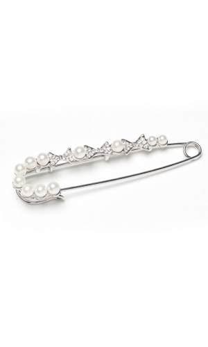 Slæbeholder Strass-Pearls sølv | bridalstore.dk