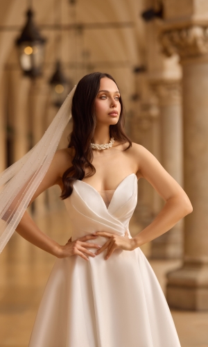 Perle slør lang fra Bridalstore
