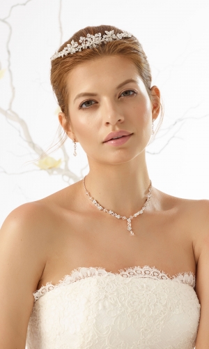 Tiara med perler og krystaller | bridalstore.dk