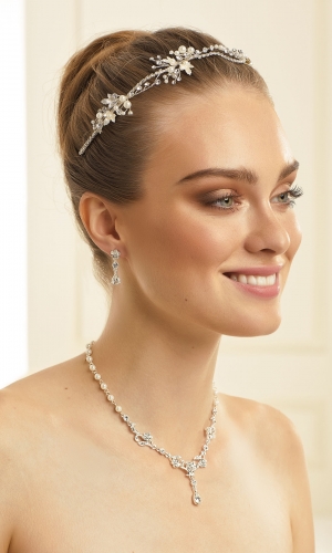 Tiara/hårbøjle med perler og krystaller | bridalstore.dk