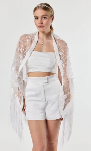 Stola Embroidered ivory | bridalstore.dk