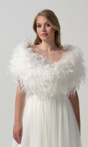 Stola Ostrich feathers ivory | bridalstore.dk