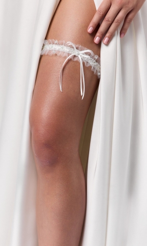 Strømpebånd ivory/blue | bridalstore.dk
