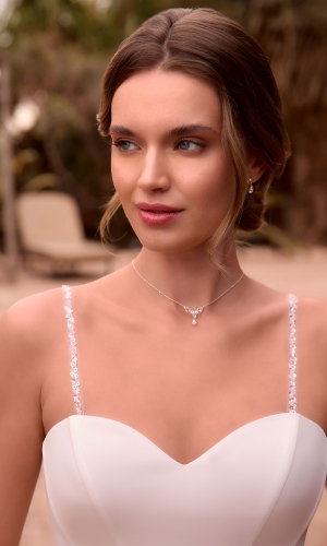Brudestropper 17011 i tyl med pailletter og perler | bridalstore.dk