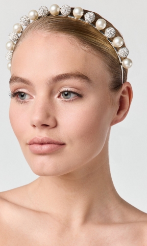 Tiara Matte Pearls ivory/silver | bridalstore.dk