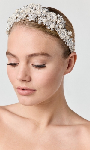 Tiara Pearls and Strass sølv | bridalstore.dk