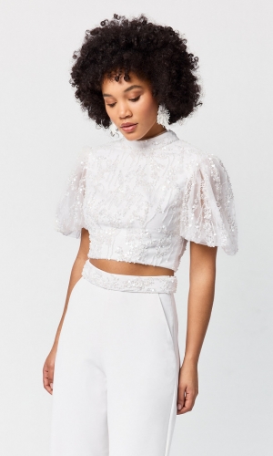 Top Beaded Gem Armelle ivory | bridalstore.dk