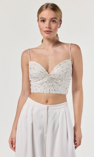 Top Beaded Joy ivory/silver | bridalstore.dk