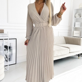 VIVIANA plisseret midikjole i beige